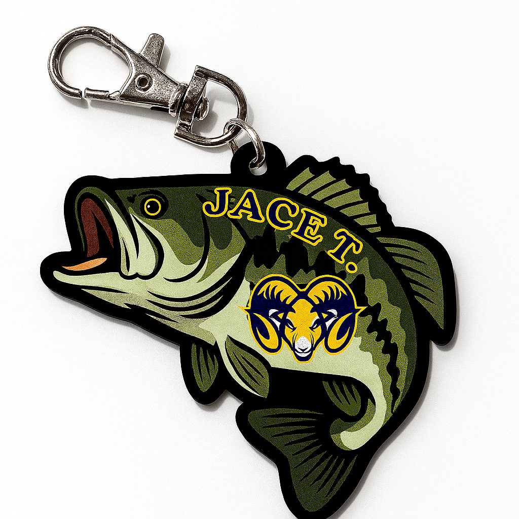 Custom Sports Keychain – Double-Sided Acrylic with Player Name & Team Logo