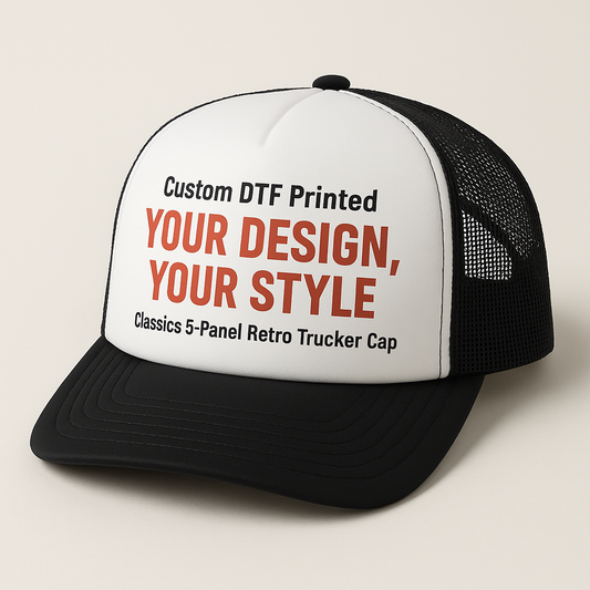 Custom DTF Printed Classics 5-Panel Retro Trucker Cap | Warrior Designs